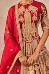 Shop_Masaba_Red Tissue, Organza Embroidery, Zari, Dil Ke Pass 12 Kalis Bridal Lehenga Set 