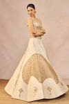 Buy_Masaba_Ivory Tissue, Organza Embroidery, Patchwork, Pehli Kiran 12 Kalis Lehenga Set 