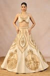 Masaba_Ivory Silk, Tissue, Net, Organza Embroidery, Noor Ban Gaye Lehenga Set _Online_at_Aza_Fashions