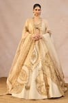 Masaba_Ivory Silk, Tissue, Organza Embroidery, Noor Ban Gaye Bridal Lehenga Set _Online_at_Aza_Fashions