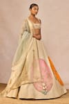 Shop_Masaba_Ivory Silk, Organza Patchwork, Embroidery, Mahek Ti Hui Chandni Lehenga Set _at_Aza_Fashions