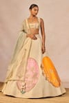 Buy_Masaba_Ivory Silk, Organza Patchwork, Embroidery, Mahek Ti Hui Chandni Lehenga Set _at_Aza_Fashions