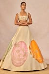 Buy_Masaba_Ivory Silk, Organza Patchwork, Embroidery, Mahek Ti Hui Chandni Lehenga Set _Online_at_Aza_Fashions
