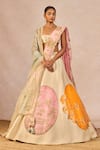 Buy_Masaba_Ivory Silk, Organza Embroidery, Patchwork, Mahek Ti Hui Chandni Lehenga Set _at_Aza_Fashions