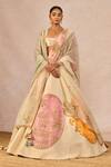 Buy_Masaba_Ivory Silk, Organza Patchwork, Embroidery, Mahek Ti Hui Chandni Lehenga Set _at_Aza_Fashions