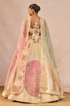 Shop_Masaba_Ivory Silk, Organza Patchwork, Embroidery, Mahek Ti Hui Chandni Lehenga Set _at_Aza_Fashions