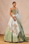 Buy_Masaba_Blue Silk, Organza Embroidery, Pehli Baarish 12 Kalis Bridal Lehenga Set 