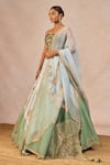 Shop_Masaba_Blue Silk, Organza Embroidery, Pehli Baarish 12 Kalis Bridal Lehenga Set 