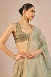 Masaba_Green Tissue, Organza Embroidery, Jaise Koi Sapna 12 Kalis Lehenga Set _Online_at_Aza_Fashions