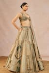 Masaba_Green Tissue, Organza Embroidery, Jaise Koi Sapna 12 Kalis Lehenga Set _at_Aza_Fashions