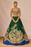 Shop_Masaba_Green Silk, Organza Embroidery, Pearls, Mehendi Rachke Bridal Lehenga Set _Online_at_Aza_Fashions