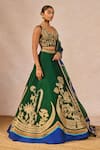Buy_Masaba_Green Silk, Organza Embroidery, Pearls, Mehendi Rachke Bridal Lehenga Set 