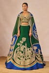 Buy_Masaba_Green Silk, Organza Embroidery, Stones, Mirrors, Mehendi Rachke Lehenga Set _at_Aza_Fashions