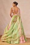 Shop_Masaba_Pink Silk, Organza, Tissue Embroidery, Gulposh 12 Kalis Pankha Lehenga Set _at_Aza_Fashions