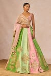 Buy_Masaba_Pink Silk, Organza, Tissue Embroidery, Gulposh 12 Kalis Pankha Lehenga Set _Online_at_Aza_Fashions