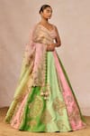 Shop_Masaba_Pink Silk, Organza, Tissue Embroidery, Gulposh 12 Kalis Pankha Lehenga Set 