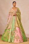 Buy_Masaba_Pink Silk, Organza, Tissue Embroidery, Gulposh 12 Kalis Pankha Lehenga Set _at_Aza_Fashions