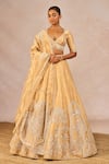 Buy_Masaba_Gold Tissue Embroidery, Sequins, Stones, Beads, Chandni 12 Kalis Lehenga Set _at_Aza_Fashions
