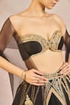 Masaba_Black Organza, Silk Embroidery, Zari, Aankhon Ka Paigam 12 Kalis Lehenga Set _at_Aza_Fashions