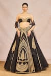Buy_Masaba_Black Organza, Silk Embroidery, Zari, Aankhon Ka Paigam 12 Kalis Lehenga Set _at_Aza_Fashions