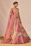 Masaba_Pink Organza Embroidery, Zari, Crystals, Pyaar Ke Charche 12 Kalis Lehenga Set _Online_at_Aza_Fashions