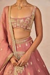 Masaba_Pink Organza Embroidery, Zari, Crystals, Pyaar Ke Charche 12 Kalis Lehenga Set _at_Aza_Fashions