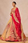 Masaba_Red Silk, Organza Embroidery, Stones, Beads, Garam Masala 12 Kalis Lehenga Set _Online_at_Aza_Fashions