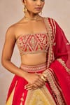 Buy_Masaba_Red Silk, Organza Embroidery, Stones, Beads, Garam Masala 12 Kalis Lehenga Set _Online_at_Aza_Fashions