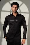 Buy_Sanjana Reddy Designs_Black Cotton Embroidery Arrow Placement Shirt _at_Aza_Fashions