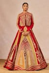 Buy_Masaba_Red Silk Embroidery, Stones, Sequins, Pearls, Garam Masala Jacket Lehenga Set _at_Aza_Fashions