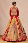 Masaba_Red Silk Embroidery, Stones, Sequins, Pearls, Garam Masala Jacket Lehenga Set _Online_at_Aza_Fashions