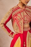 Masaba_Red Silk Embroidery, Stones, Sequins, Pearls, Garam Masala Jacket Lehenga Set _at_Aza_Fashions