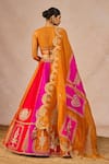 Shop_Masaba_Orange Silk, Net, Organza Embroidery, Stones, Patakha 12 Kalis Lehenga Set _at_Aza_Fashions