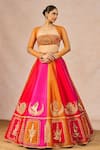 Buy_Masaba_Orange Silk, Net, Organza Embroidery, Stones, Patakha 12 Kalis Lehenga Set 