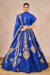 Buy_Masaba_Blue Silk, Organza Embroidery, Stones, Zari Dil Jaanta Hai 12 Kalis Lehenga Set _at_Aza_Fashions