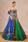 Shop_Masaba_Blue Silk, Net, Organza Embroidery, Tassels, Rango Sa Jaha 18 Kalis Lehenga Set _Online_at_Aza_Fashions