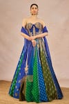 Buy_Masaba_Blue Silk, Net, Organza Embroidery, Tassels, Rango Sa Jaha 18 Kalis Lehenga Set _at_Aza_Fashions