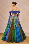 Masaba_Blue Silk, Net, Organza Embroidery, Tassels, Rango Sa Jaha 18 Kalis Lehenga Set _Online_at_Aza_Fashions