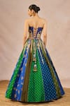 Masaba_Blue Silk, Net, Organza Embroidery, Tassels, Rango Sa Jaha 18 Kalis Lehenga Set _at_Aza_Fashions