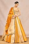 Buy_Masaba_Mustard Silk, Tissue, Organza Embroidery, Stones, Aur Tum 12 Kalis Lehenga Set _at_Aza_Fashions