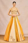 Shop_Masaba_Mustard Silk, Tissue, Organza Embroidery, Stones, Aur Tum 12 Kalis Lehenga Set _Online_at_Aza_Fashions