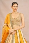 Masaba_Mustard Silk, Tissue, Organza Embroidery, Stones, Aur Tum 12 Kalis Lehenga Set _at_Aza_Fashions