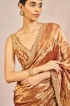 Buy_Masaba_Rust Tissue Zari, Embroidery, Beads, Sequins Zard Sitara Saree With Blouse _Online_at_Aza_Fashions