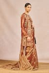 Masaba_Rust Tissue Embroidery, Zari, Beads, Sequins, Zard Sitara Saree Set With Jacket _Online_at_Aza_Fashions