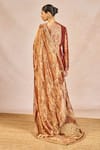 Shop_Masaba_Rust Tissue Embroidery, Zari, Beads, Sequins, Zard Sitara Saree Set With Jacket _at_Aza_Fashions