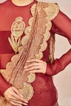 Masaba_Maroon Georgette, Tissue, Organza Mehakasa Paigaam Saree Set With Tunic _at_Aza_Fashions