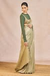 Masaba_Green Chiffon, Tissue, Silk, Mesh Embroidery, Zari, Ikrar Hua Saree Set _Online_at_Aza_Fashions