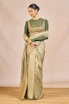Shop_Masaba_Green Chiffon, Tissue, Silk, Mesh Embroidery, Zari, Ikrar Hua Saree Set _Online_at_Aza_Fashions