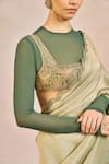 Masaba_Green Chiffon, Tissue, Silk, Mesh Embroidery, Zari, Ikrar Hua Saree Set _at_Aza_Fashions