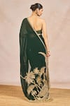 Masaba_Green Georgette, Tissue Embroidery, Sequins, Mehendi Rachke Saree With Blouse _Online_at_Aza_Fashions
